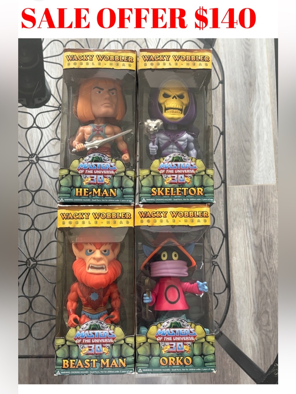 Funko MOTU He-man & Sekeltor Wacky Wobbler Bobble-Head Complete toy Figure Set